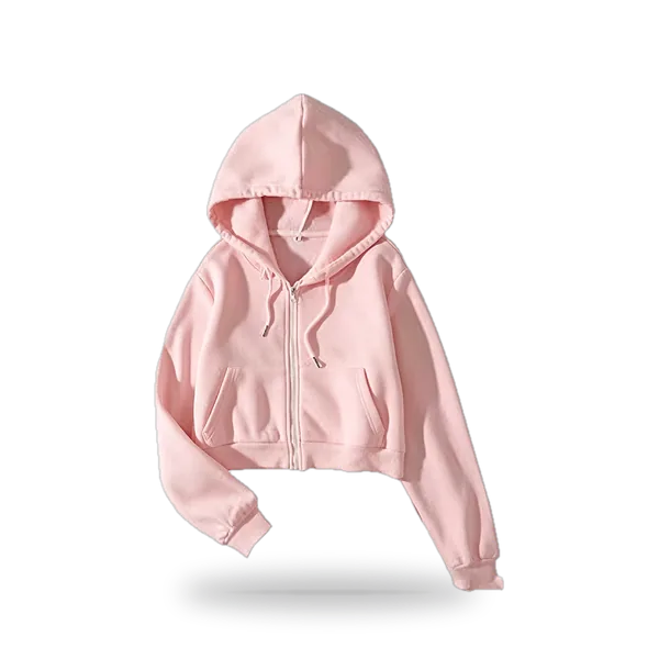 Fleece Lined Full-Zip Cropped Hoodie